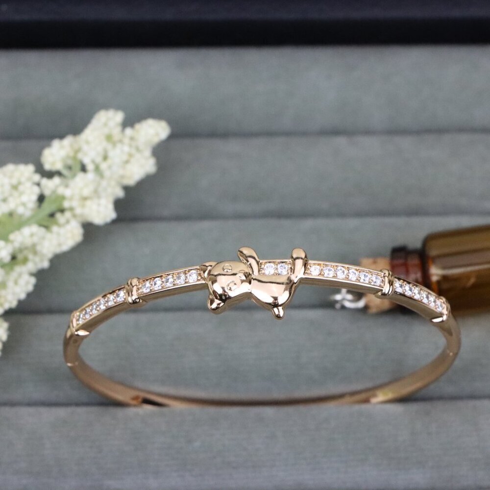 Charming Rose Gold Bangle with Adorable Bear Design, XPBL0527 - Picture 11 of 12